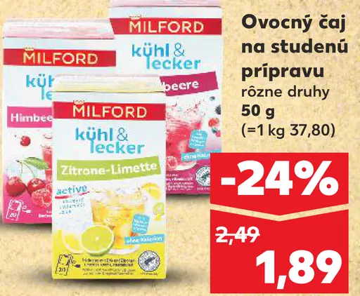 Milford ovocný čaj na studenú prípravu rôzne druhy