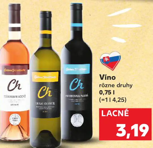 Chardonnay víno Slovenské