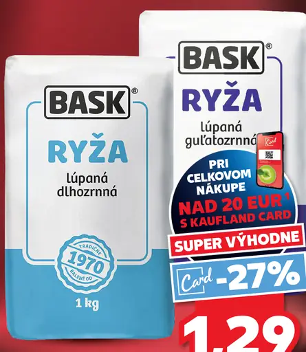 Bask ryža lúpaná guľatozrnná, dlhozrnná