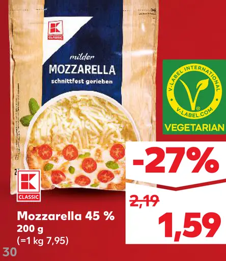 K-Classic Mozzarella 45 % syr