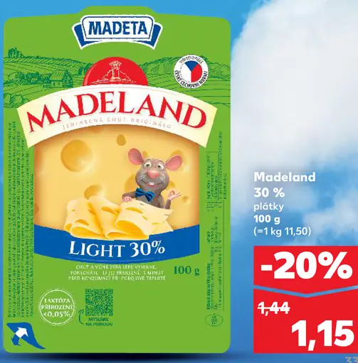 Madeta Madeland light plátky 30 %