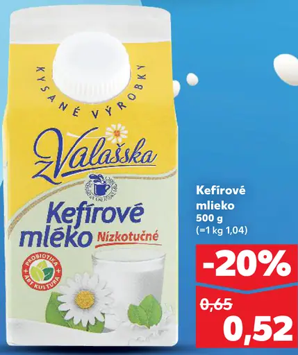 Valašská kefírové mlieko nízkotučné