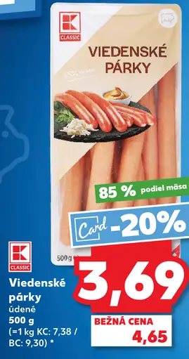 K-Classic Viedenské párky údené
