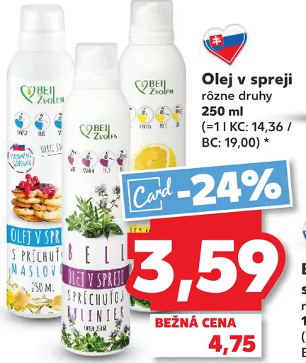Olej v spreji rôzne druhy