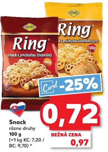Ring snack rôzne druhy