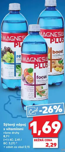 Magnesia Plus sýtený nápoj s vitamínmi focus rôzne druhy