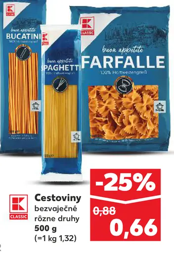 K-Classic bezvaječné cestoviny rôzne tvary