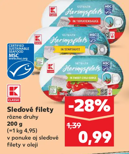 K-Classic Sledové filety rôzne druhy