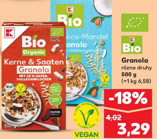 Bio K-Classic ovocné a orechové granola rôzne druhy
