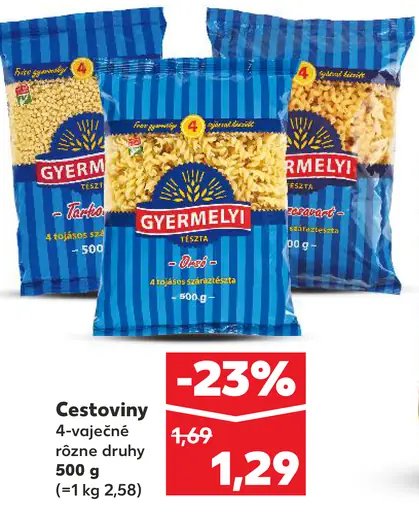 Gyermelyi 4-vaječné cestoviny rôzne tvary