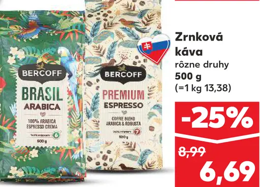Bercoff Brasil Arabica zrnková káva