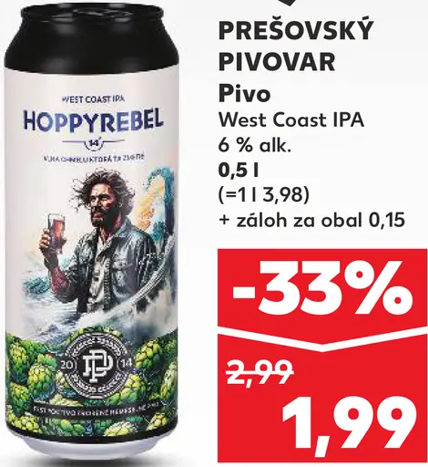 Prešovský Pivovar HoppyRebel West Coast IPA pivo plechovka