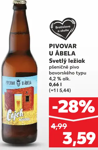 Pivovar U Ábela svetlý ležiak pšeničné pivo bavorského typu