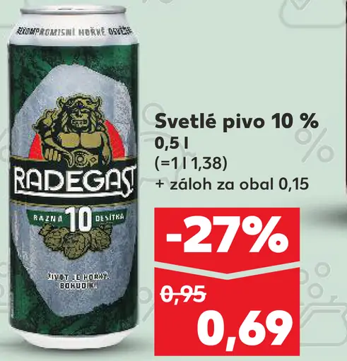 Radegast svetlé pivo 12% Ratar plechovka
