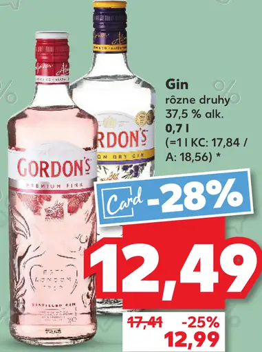 Gordon's gin rôzne druhy 37,5 % alk.