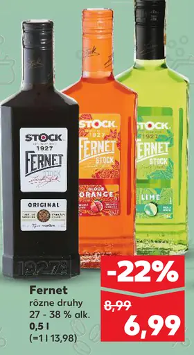 Stock Fernet rôzne druhy 27 – 38 % alk.