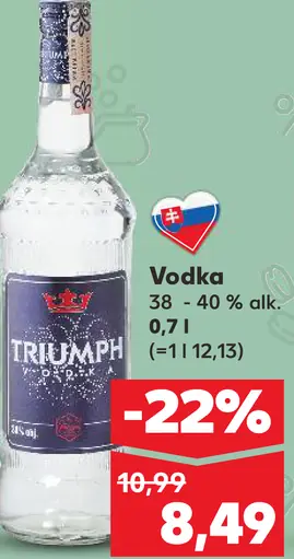 Triumph vodka 38 – 40 % alk.