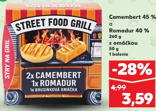 Street Food Grill Camembert 45 % a Romadur 40 % s omáčkou