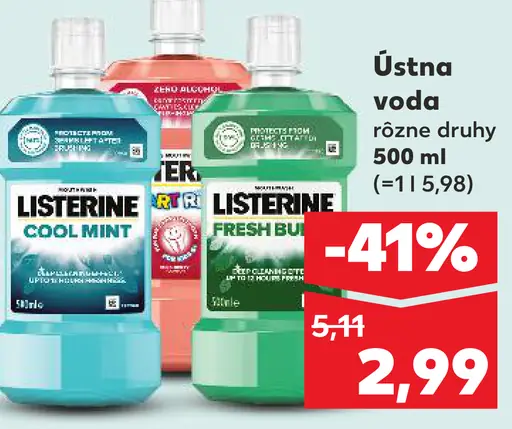 Listerine ústna voda vybrané druhy