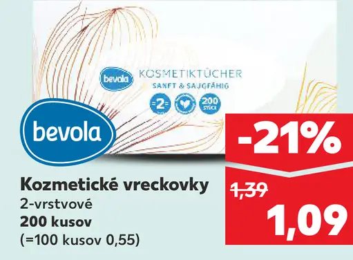 Bevola kozmetické vreckovky 2-vrstvové