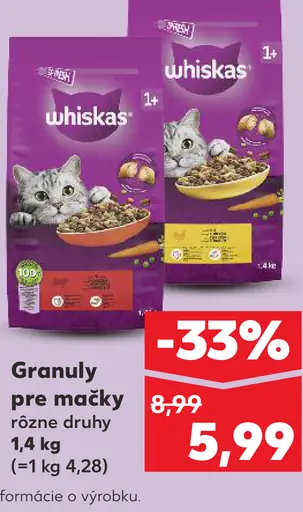 Whiskas granuly pre mačky