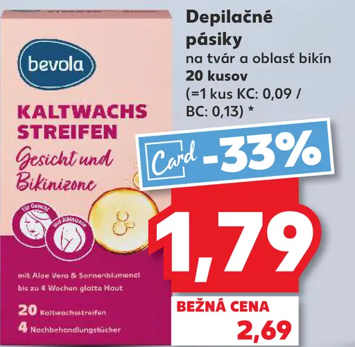 Bevola depilačné pásiky na tvár a oblasť bikín