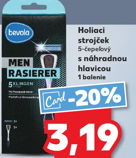 Bevola Men holiaci strojček 5-čepeľový s náhradnou hlavicou