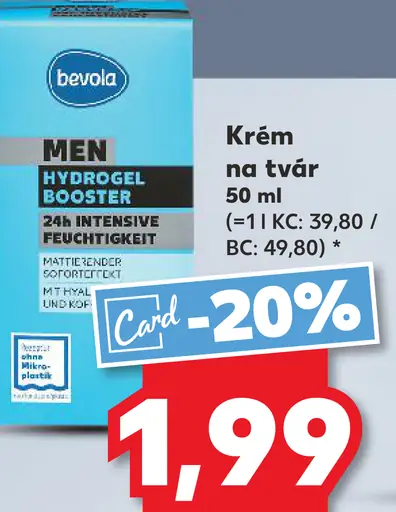 Bevola Men Hydrogel Booster krém na tvár