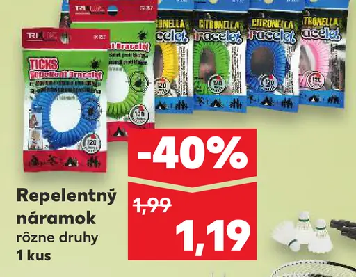Repelentný náramok rôzne druhy