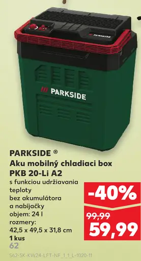 Parkside aku mobilný chladiaci box PKB 20-Li A2