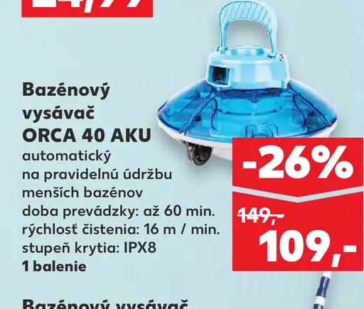 Bazénový vysávač Orca 40 AKU
