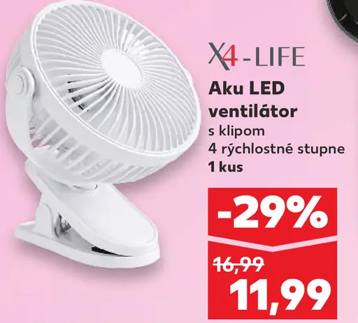X4-Life aku LED ventilátor s klipom