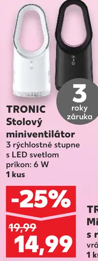 Tronic stolový miniventilátor s LED svetlom
