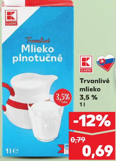 K-Classic Plnotučné mlieko 3,5%