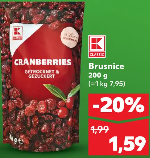 K-Classic brusnice sušené sladené