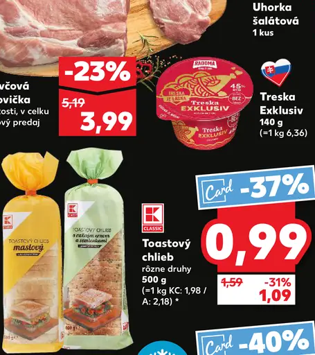 Toastový chlieb ražný rôzne druhy