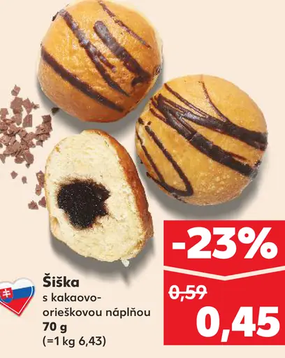 Šiška s kakaovo-orieškovou náplňou pečivo