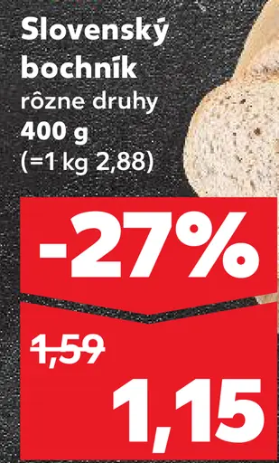 Slovenský bochnik chlieb rôzne druhy