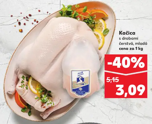 Kačica s drobami čerstvá, mladá