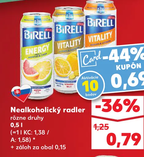 Nealkoholický radler rôzne druhy