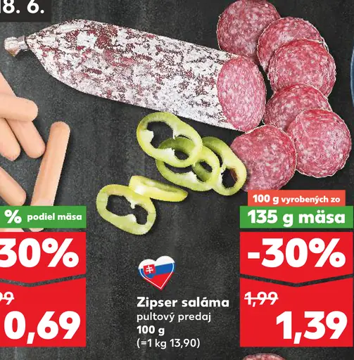 Zipser saláma pultový predaj
