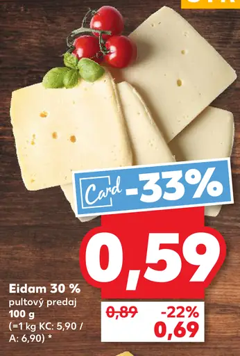 Eidam 30 % syr plátky