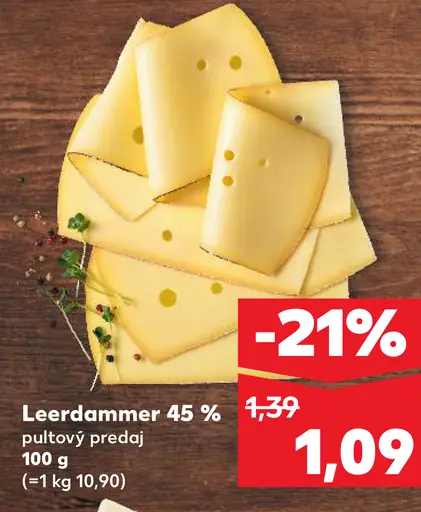 Leerdammer 45 % syr plátky