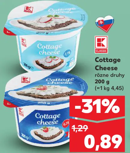 K-Classic Cottage Cheese rôzne druhy