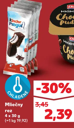 Kinder Pingui mliečny rez