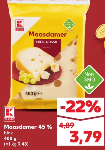 K Classic Maasdamer 45 % blok