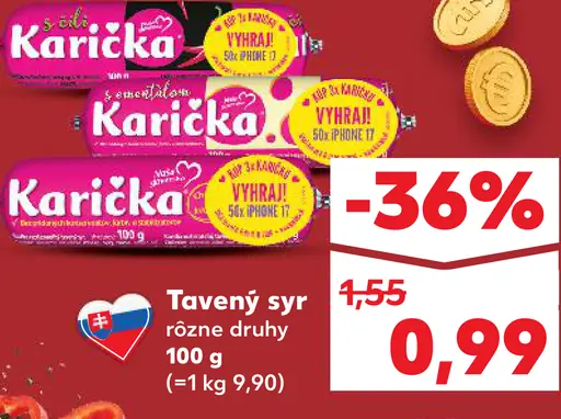 Karička Tavený syr rôzne druhy