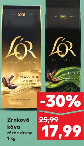 L’Or zrnková káva rôzne druhy