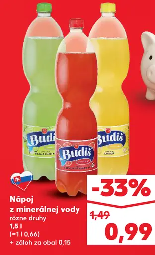 Budis nápoj z minerálnej vody rôzne druhy