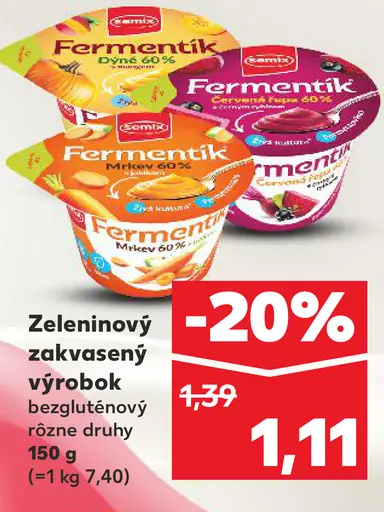 Fermentik zeleninový zakvasený výrobok bezlepkový rôzne druhy